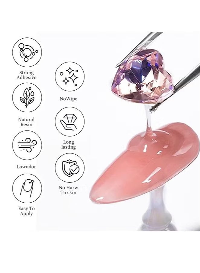 GMORO Rhinestone Glue，Nail Rhinestone Glue for Nails, Gel Nail Glue for Rhinestones for Nails Super Strong Bling Gel for Nail Gem Nail Art Jewels Nail Crystals Beads Diamonds 3D 30ML - Image 2