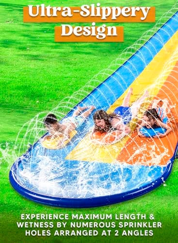 Sloosh Triple Water Slide with 3 BodyBoards, 18FT Lawn Slip Water Splash Slide Summer Toy Splash Pad with Build in Advanced Sprinkler for Kids Adults Backyard Summer Water Fun - Image 5