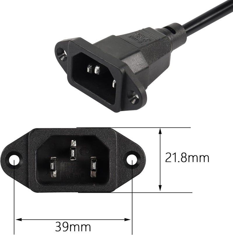 CERRXIAN 03m Up Angle C13 to C14 Panel Mount Power Cable 90 Degree IEC 320 C13 Female to C14 Male PDU Power Supply Extension Cord for MonitorsComputersEtcUc13mc14 - Image 3