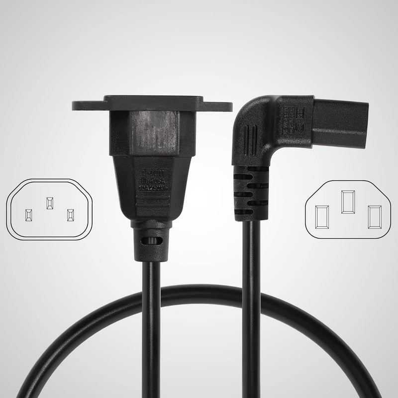 CERRXIAN 03m Up Angle C13 to C14 Panel Mount Power Cable 90 Degree IEC 320 C13 Female to C14 Male PDU Power Supply Extension Cord for MonitorsComputersEtcUc13mc14 - Image 5