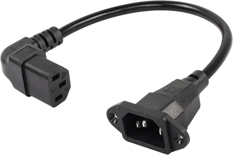 CERRXIAN 03m Up Angle C13 to C14 Panel Mount Power Cable 90 Degree IEC 320 C13 Female to C14 Male PDU Power Supply Extension Cord for MonitorsComputersEtcUc13mc14 - Image 1