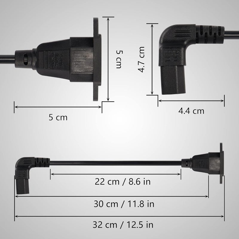 CERRXIAN 03m Up Angle C13 to C14 Panel Mount Power Cable 90 Degree IEC 320 C13 Female to C14 Male PDU Power Supply Extension Cord for MonitorsComputersEtcUc13mc14 - Image 4
