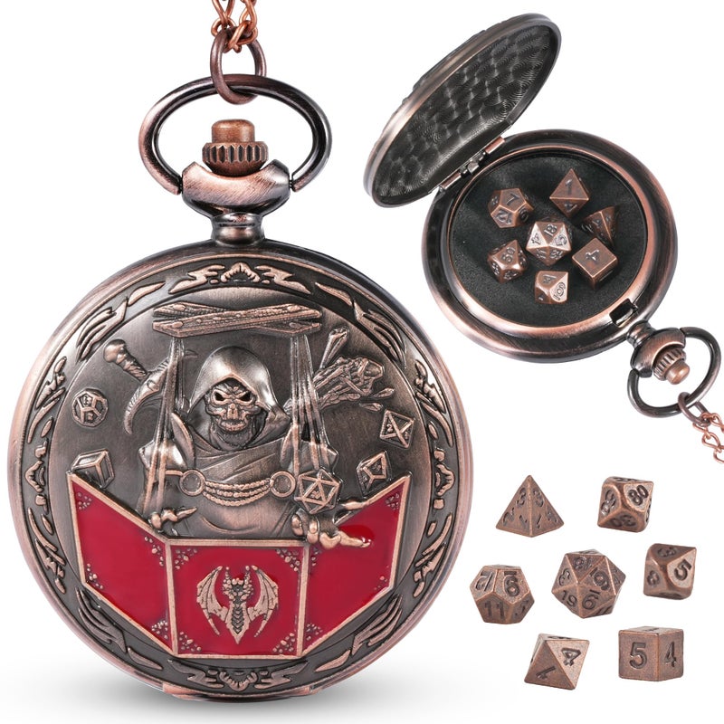 Banloga DD Dice Set7PCS Metal Dice for Dungeons and DragonsMini Dice Set with Pocket Watch CaseRole Playing Board Games Accessories DM Copper - Image 3