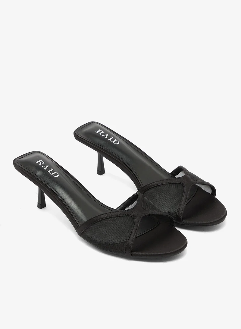 Raid BLACK SATIN + MESH Tiera Heeled Sandals for Women | Best Price UAE