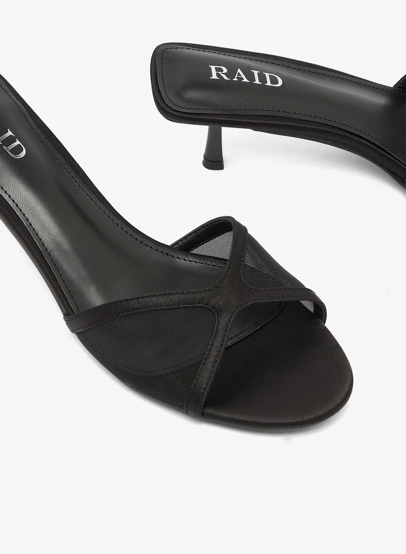 Raid BLACK SATIN + MESH Tiera Heeled Sandals for Women | Best Price UAE