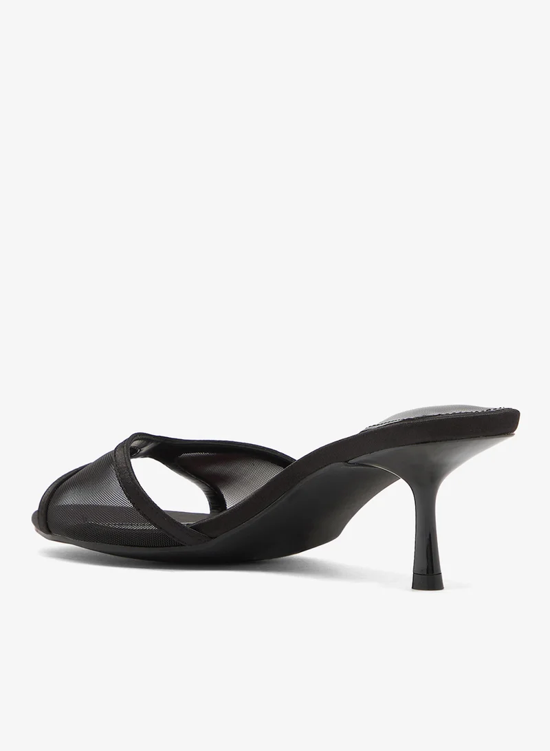 Raid BLACK SATIN + MESH Tiera Heeled Sandals for Women | Best Price UAE