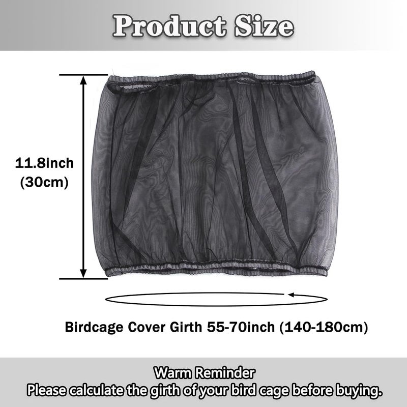 PUSNMI Bird Cage Seed Catcher, Bird Cage Net Cover Adjustable Bird Cage Netting Seed Catcher for Bird Cages Seed Catcher Guard Net Cover Bird Cage Skirt for Parrot Parakeet Macaw Round Square Cages - Black - Image 2