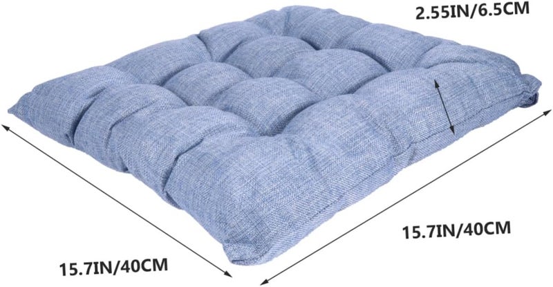 PRETYZOOM Chair Seat Pad 40x40cm Non-Slip Cotton Linen Cushion Featuring Tie Straps Reversible Tatami Chair Pillow for Dining Room and Home Use - Image 2