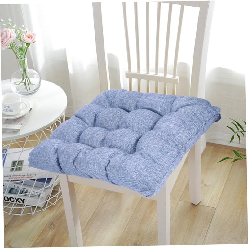 PRETYZOOM Chair Seat Pad 40x40cm Non-Slip Cotton Linen Cushion Featuring Tie Straps Reversible Tatami Chair Pillow for Dining Room and Home Use - Image 3