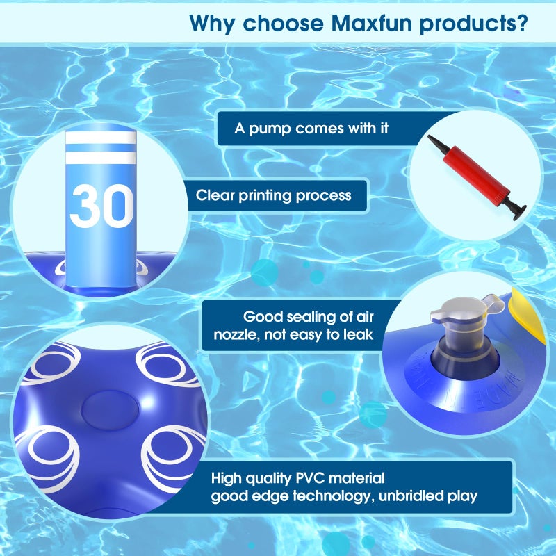 Max Fun مجموعة ألعاب حوض السباحة ماكس فن للأطفال - حلقة كرة السلة، لعبة رمي الحلقات القابلة للنفخ، ألعاب عائمة للأطفال والبالغين، زينة حفلات ألعاب السباحة - Image 3