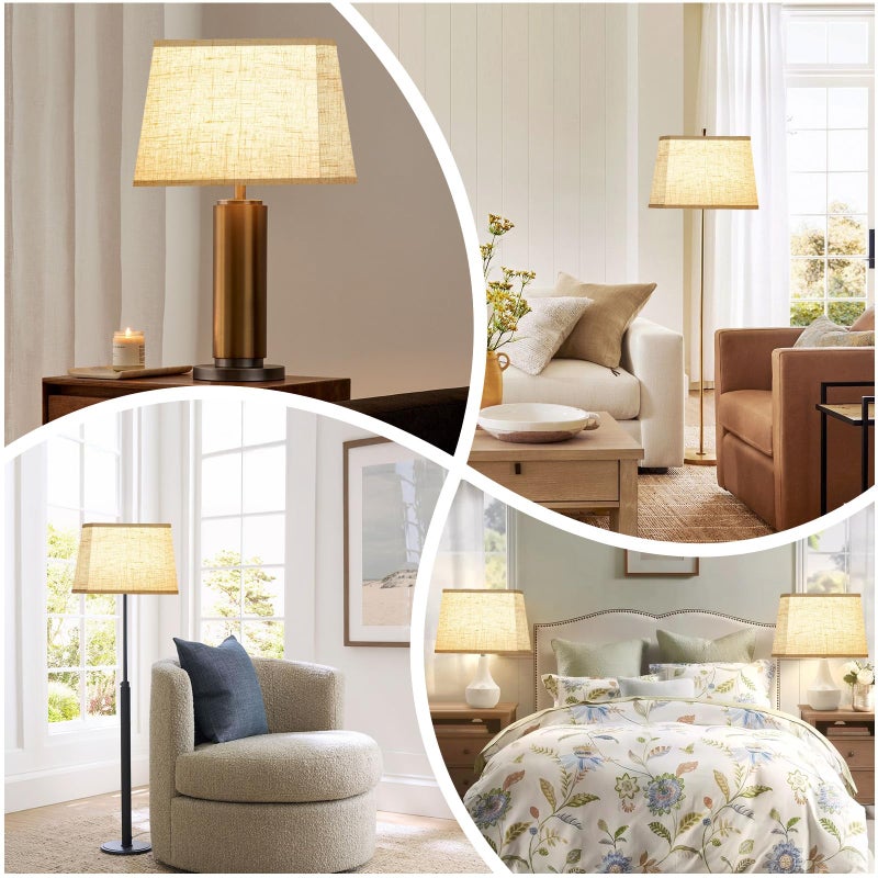 YoflowX Rectangular Lampshade, Large Beige Lamp Shade, (7 x 12.5) '' x (9 x 15) '' x 9.8 '', Includes 1 Shade Bracket, 2 Adapters, Suitable for Table Lamps and Floor Lamps, Easy Assembly - Image 5