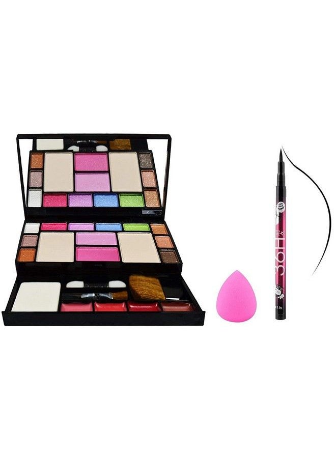 ClubComfort - Fashion Makeup Kit 10 Eye Shadows Palette 4 Lip Colour 2 Compact Powders 2 Blushers With 36 Hrs Eyeliner And Beauty Blunder - Image 1