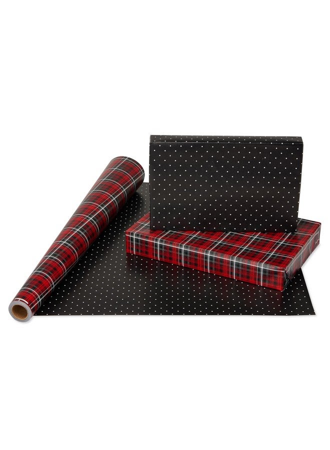 American Greetings Reversible Wrapping Paper, Red and Black Plaid (1 Jumbo Roll, 175 sq. ft.) - Image 3