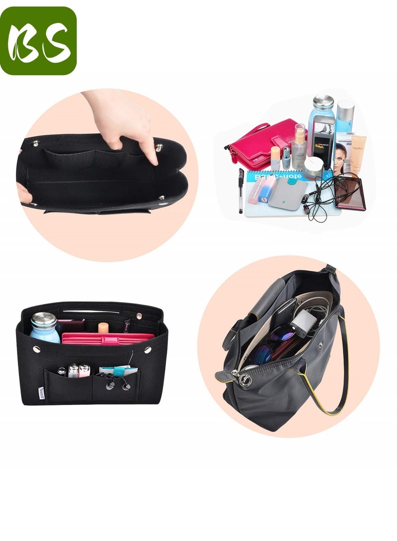 بي إس حقيبة متعددة الاستخدامات من اللباد | بطانة لتنظيم حقائب اليد النسائية | حقيبة تخزين من اللباد | مساحات تخزين متعددة لتصميم منظم، وداعًا للفوضى | خامة لباد عالية الجودة، خفيفة الوزن، وتوفر حماية داخلية | تصميم صغير يناسب جميع أنواع حقائب اليد - Image 5