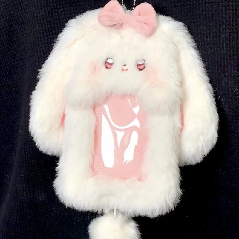 Cute Girl Heart Plush Card Holder For Lop-Eared Rabbit 3Inch Po Ins Simple Storage Cover For Meal Card And Bus Card Protector - Image 1