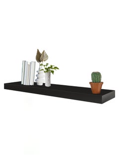 AsolBD Decorative Floating Wall Mounted Shelves with Stylish Invisible Brackets, Modern Faux Wood Storage with Matte Finish for Bedroom, Living Room, Bathroom, Kitchen Décor, 1 Piece,  Black  - Image 1