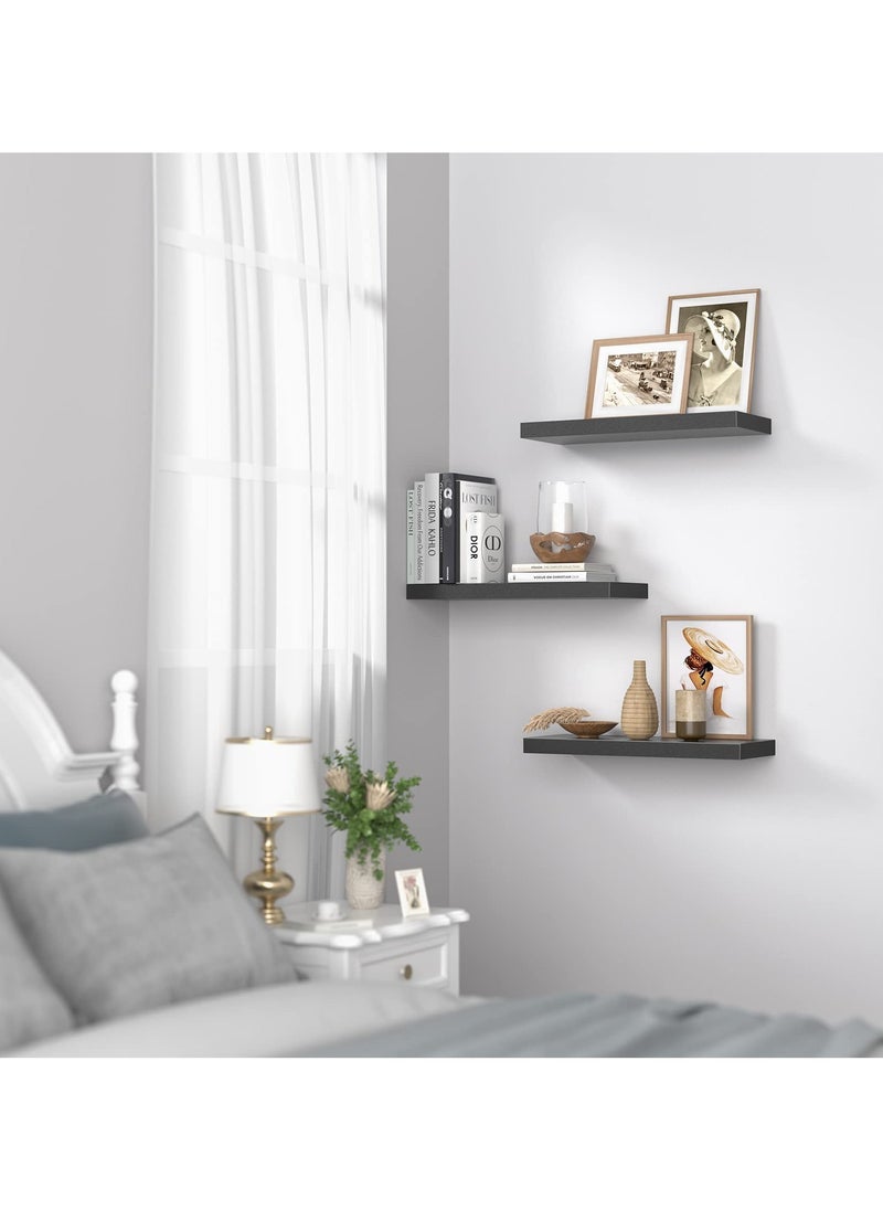 AsolBD Decorative Floating Wall Mounted Shelves with Stylish Invisible Brackets, Modern Faux Wood Storage with Matte Finish for Bedroom, Living Room, Bathroom, Kitchen Décor, 1 Piece,  Black  - Image 3