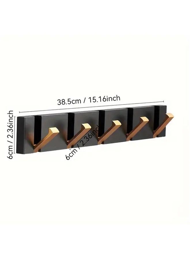 Black Golden Wall Mounted Hooks Adjustable Space Saving Coat Towel Hanger - Image 3