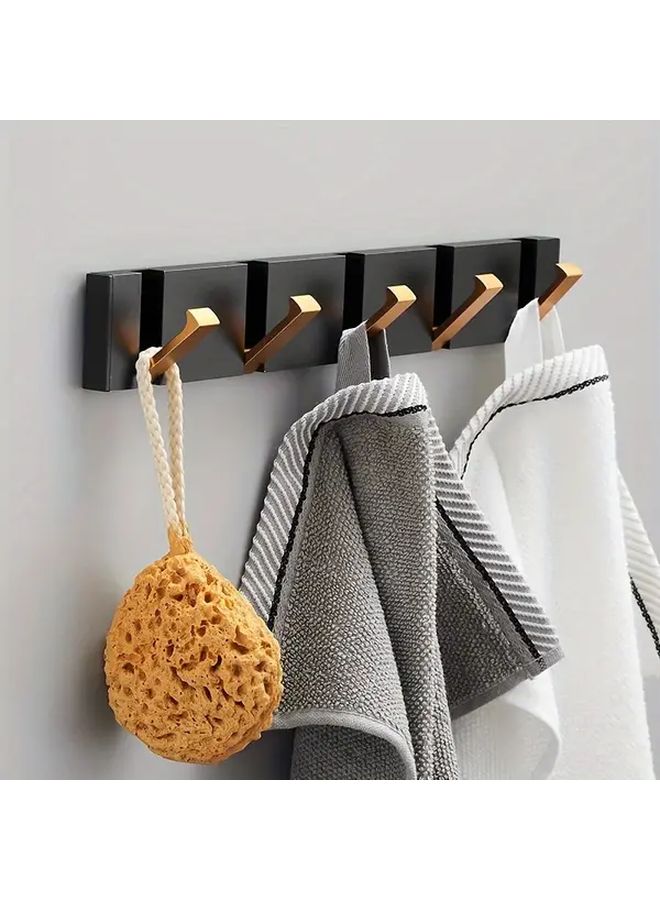 Black Golden Wall Mounted Hooks Adjustable Space Saving Coat Towel Hanger - Image 5