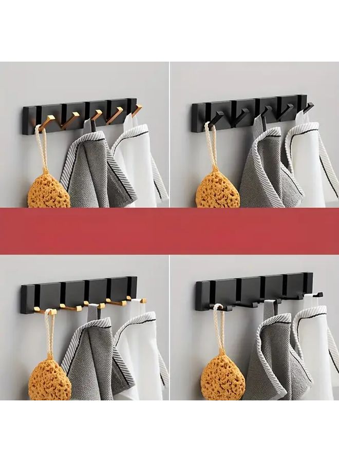 Black Golden Wall Mounted Hooks Adjustable Space Saving Coat Towel Hanger - Image 2
