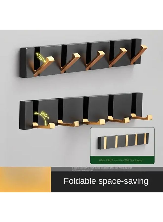 Black Golden Wall Mounted Hooks Adjustable Space Saving Coat Towel Hanger - Image 1