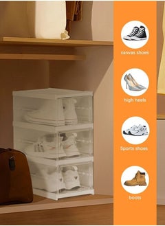 Generic Home 3 Layers Foldable Shoe Organizer - Clear Plastic Stackable Shoe Organizer for Closet - Easy Installation- All-in-One Shoe Storage Organizer with Doors -Foldable Shoe Storage Cabinet  - Image 3