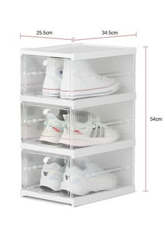 Generic Home 3 Layers Foldable Shoe Organizer - Clear Plastic Stackable Shoe Organizer for Closet - Easy Installation- All-in-One Shoe Storage Organizer with Doors -Foldable Shoe Storage Cabinet  - Image 5