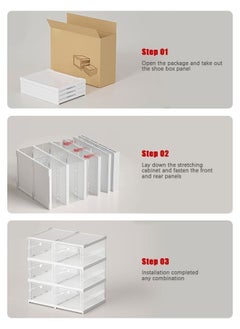 Generic Home 3 Layers Foldable Shoe Organizer - Clear Plastic Stackable Shoe Organizer for Closet - Easy Installation- All-in-One Shoe Storage Organizer with Doors -Foldable Shoe Storage Cabinet  - Image 2