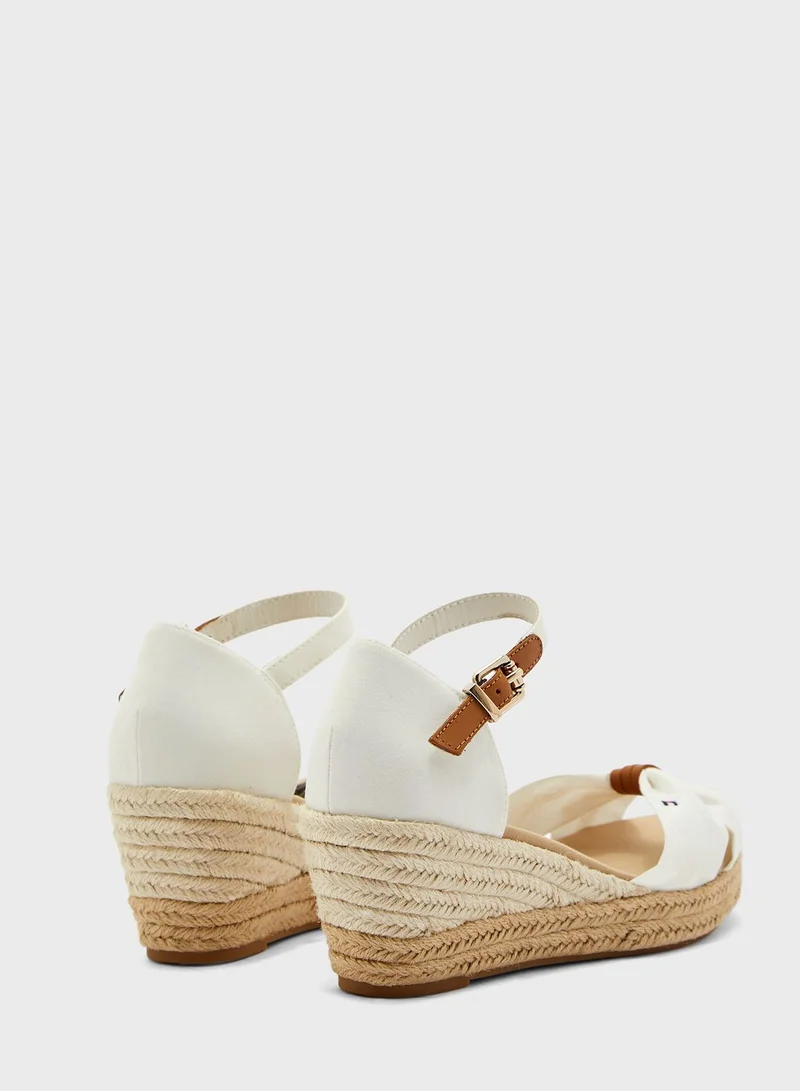 TOMMY HILFIGER Basic Opened Toe Mid Heel Wedge Sandal - YBI