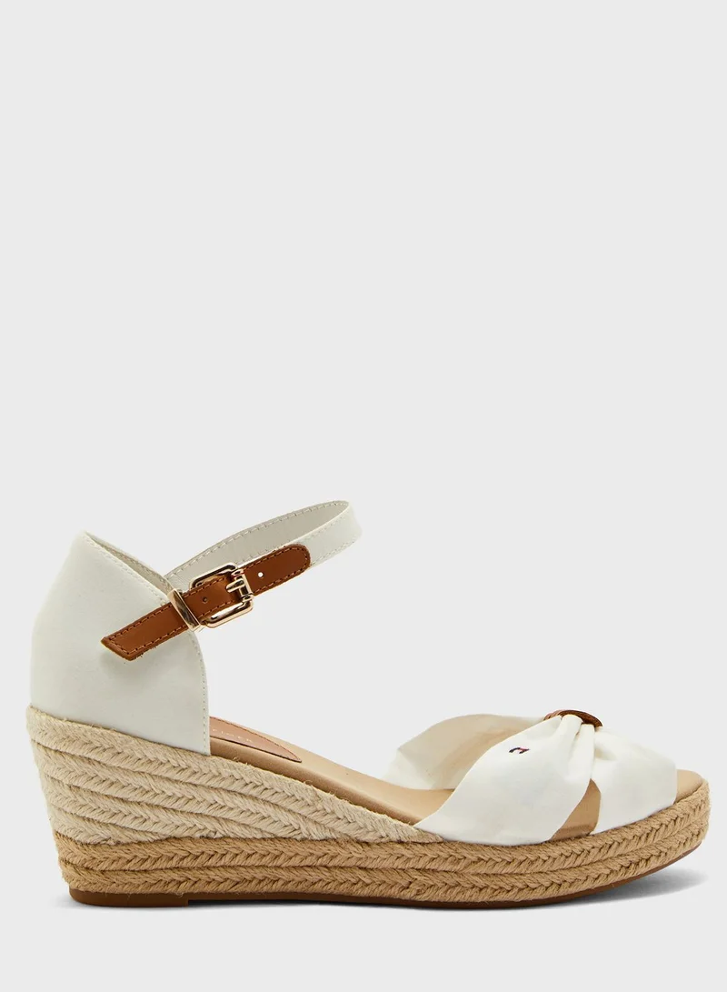 TOMMY HILFIGER Basic Opened Toe Mid Heel Wedge Sandal - YBI