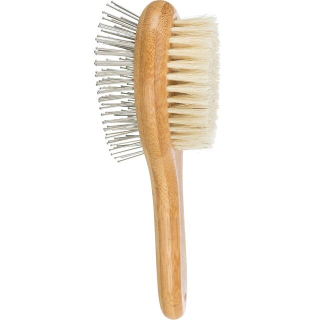 Trixie Double-Sided Dog Brush with Pins and Bristles, Massages and Removes Loose Hair from Your Dog's Coat - Image 1