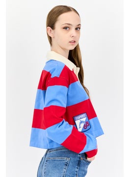 ESPRIT Women Spread Collar Long Sleeves Stripe Sweatshirt, Multicolor  - Image 2