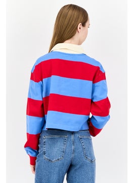 ESPRIT Women Spread Collar Long Sleeves Stripe Sweatshirt, Multicolor  - Image 3