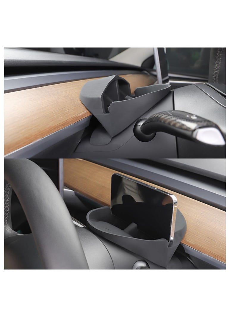 Excefore Steering Wheel Storage Holder for Tesla Model 3 Model Y, Anti-Slip Silicone Storage Tray for Cell Phone, for Tesla Storage Accessories, for Keychains, Sun Glasses, Stand for Navigation Cell Phone - Image 5