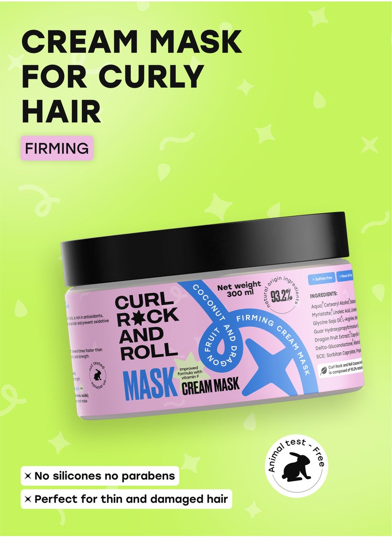 CURL ROCK AND ROLL - Curl Rock and Roll Hair Mask - Moisturizes and Softens - Paraben-Free, Sulfate-Free, Coconut & Dragon Fruit, 300 ml - Image 1