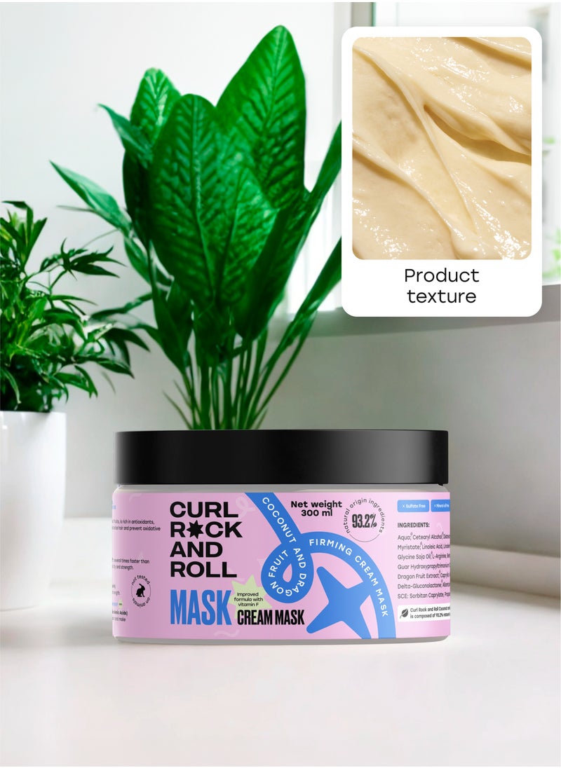 CURL ROCK AND ROLL - Curl Rock and Roll Hair Mask - Moisturizes and Softens - Paraben-Free, Sulfate-Free, Coconut & Dragon Fruit, 300 ml - Image 1