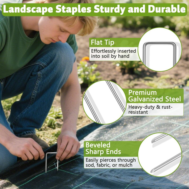 DUNPUTE Heavy Duty 12 Inch Galvanized Landscape Staples Stakes, DUNPUTE 15 25 50 100 Pack 8 Gauge Garden Metal Stakes, Ideal for Weed Barrier Stakes, Drip Irrigation Tubing, Landscape Fabric, Lawn(25, 12inch) - Image 3