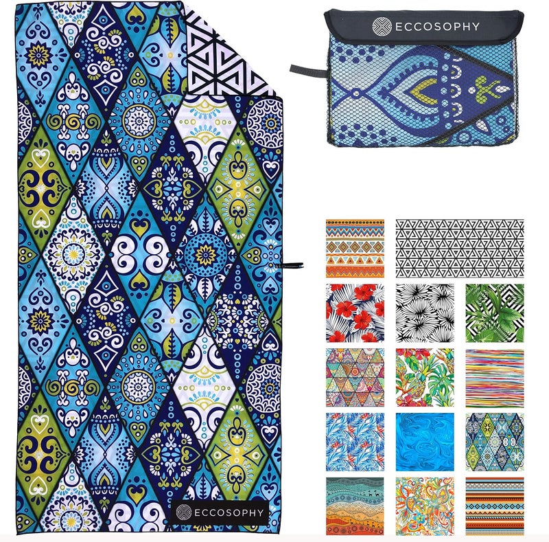 ECCOSOPHY Microfiber Beach Towel - Sand Free Towels are Quick Dry, Light Weight, Super Absorbent - Perfect Pool, Travel, Cruise, Camping Essentials - Oversized Extra Large for Adults 71x35 in - Image 1