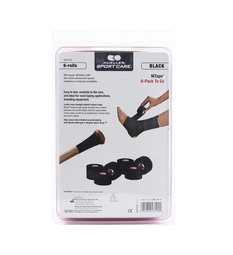 MUELLER Sports Medicine MTape Rolls To Go, Quality Athletic Tape, Easy to Tear for Fast & Effective Taping, 1.5" x 10 Yards Per Roll, 6 Rolls, Black - Image 2