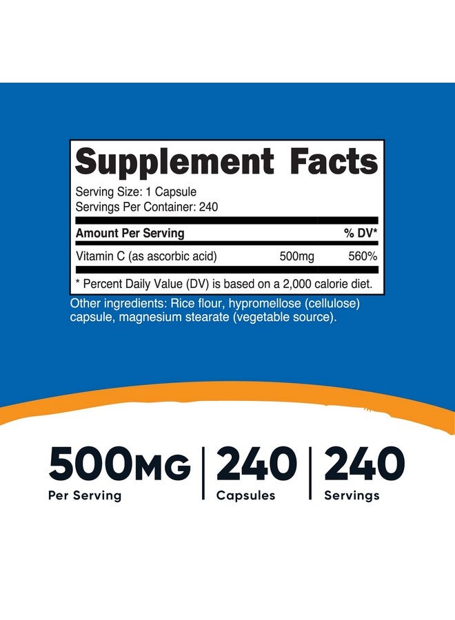 Nutricost Vitamin C 500Mg 240 Capsules Vegetarian Gluten Free & Nongmo - Image 3
