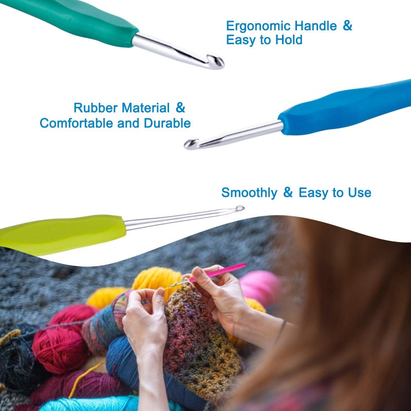 Vodiye 12 Sizes Crochet Hooks 2.0â€“8.0mm, Ergonomic Crochet Hook Set, Crochet Needles for Beginners, DIY Projects and Craft Lovers - Image 2