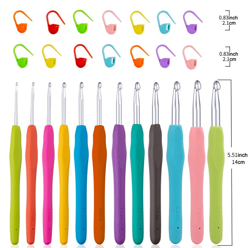 Vodiye 12 Sizes Crochet Hooks 2.0â€“8.0mm, Ergonomic Crochet Hook Set, Crochet Needles for Beginners, DIY Projects and Craft Lovers - Image 4