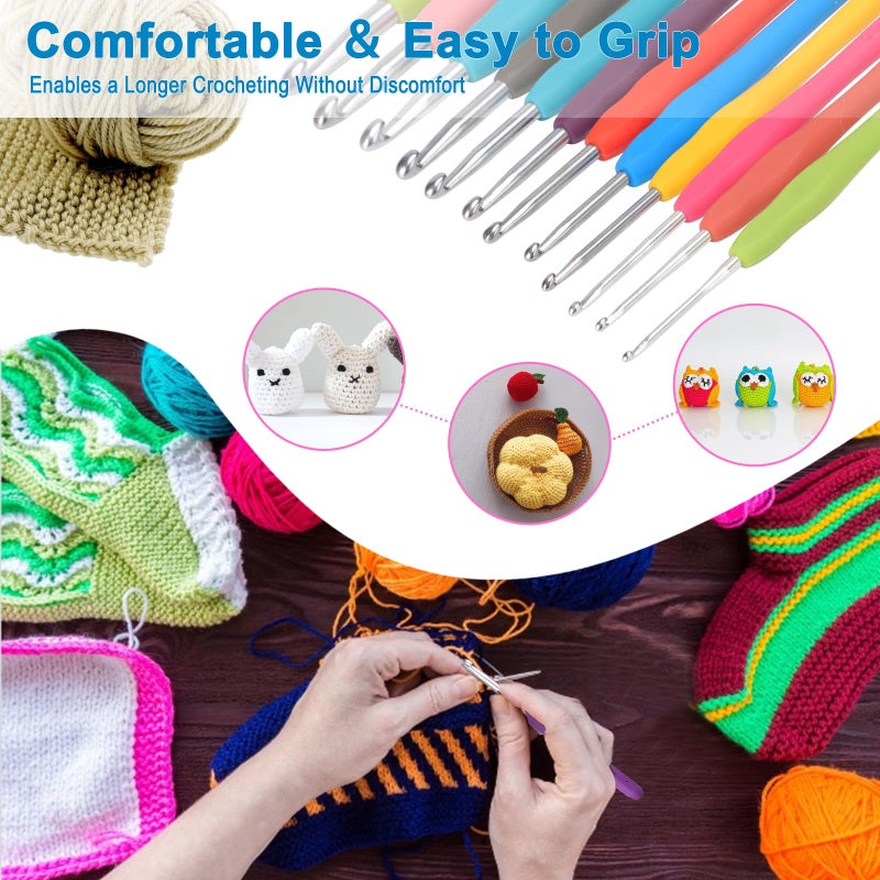 Vodiye 12 Sizes Crochet Hooks 2.0â€“8.0mm, Ergonomic Crochet Hook Set, Crochet Needles for Beginners, DIY Projects and Craft Lovers - Image 3