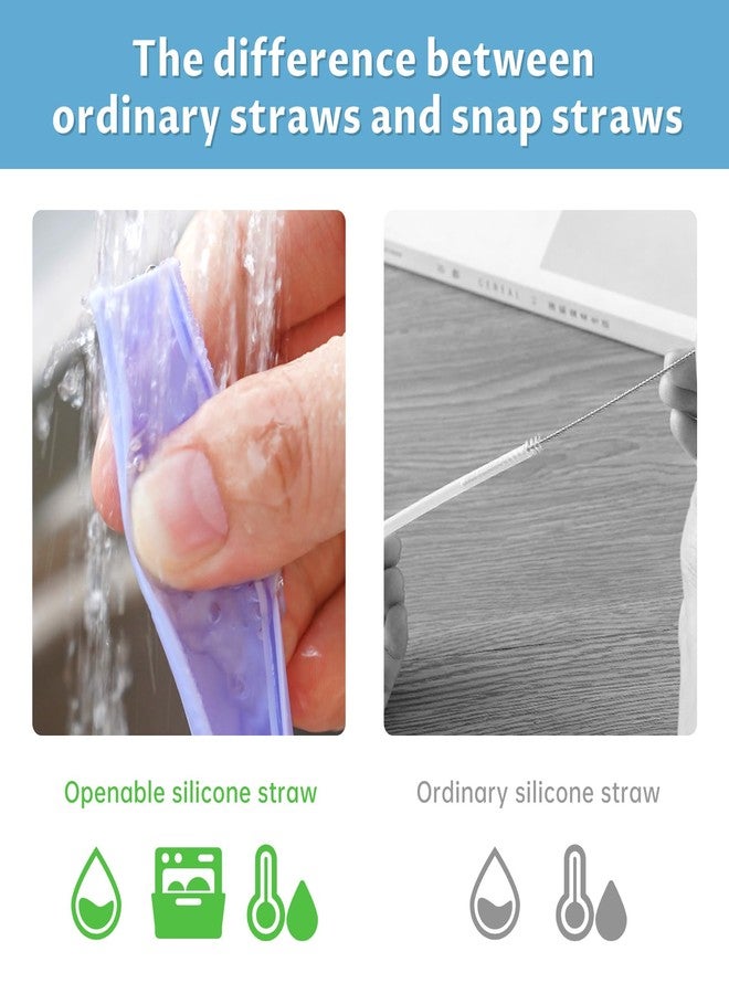 NiHome نيهوم 10-pack قش سيليكون قابل لإعادة الاستخدام تصميم مفتوح سهل التنظيف، قش طعام من الدرجة الممتازة خالي من BPA متوافق مع المشروبات الساخنة والباردة قش مرن محمول لا حاجة لفرشاة (5 ألوان ماكرون) - Image 5