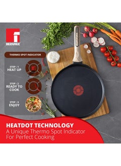 BERGNER BERGNER Aluminium Ultimate Non-Stick Dosa Tawa 28Cm, Heatdot Technology Base, Food Safe, Grey  - Image 3