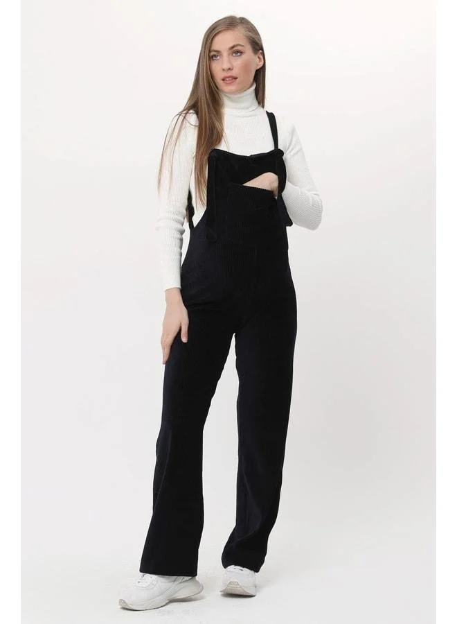 LuvmaBelly MYRA6112 - Navy Velvet Maternity Overalls.