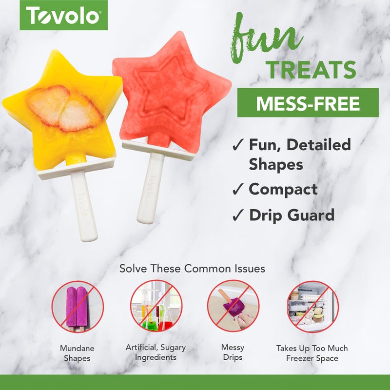 Tovolo Star Shaped Popsicle Molds Pack of 4 Stackable Popsicle Molds with Drip Guards, Silicone BPA Free Reusable Star with Sticks for Kids, Easy Release Dishwasher Safe Freezer Treats - Image 5