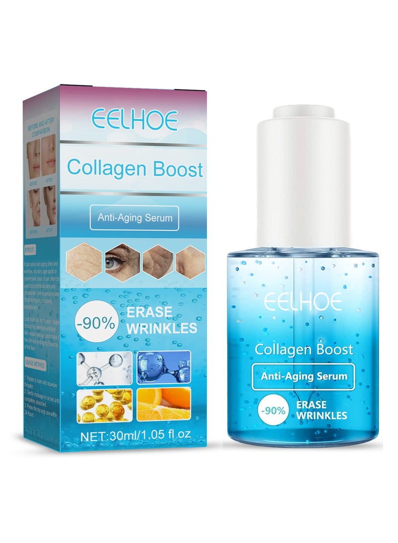 EELHOE Anti Aging Serum, Collagen Boost Wrinkle Cream with Hyaluronic Acid & Vitamin C, Face Serum for Firmer Younger Looking Skin, Reduce Fine Lines and Wrinkles, Improves Elasticity 30ml  - Image 1