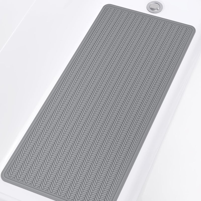 OTHWAY Bathtub Mat Non Slip, Extra Long Rubber Bath Mat for Tub, Machine Washable Shower Anti Slip Mat with 332 Strong Suction Cups (Grey, 36" x 17") - Image 1