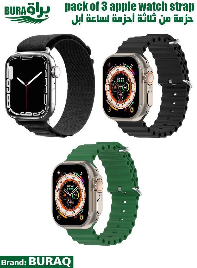 BURAQ Apple Watch Band Strap For Apple Watch Ultra 2/Ultra 49mm, Series 10 46mm, 9/8/7 45mm, SE2/SE/6/5/4 44mm, 3/2/1 42mm